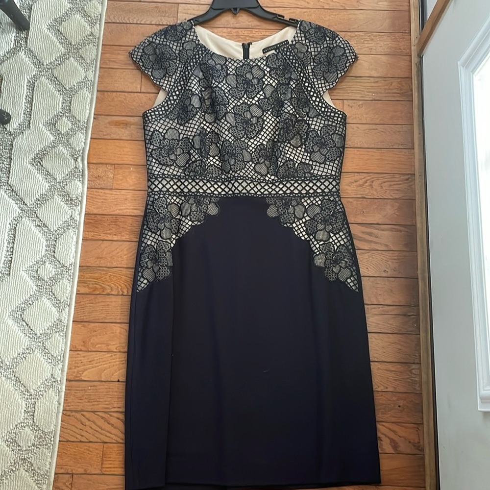 Elegant Dress Navy  and cream
